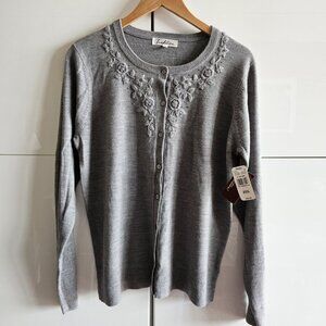 Gray Embroidered Women's Sweater